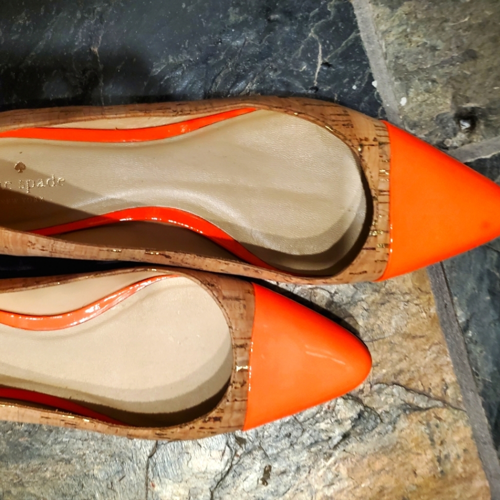 Kate Spade bright orange and cork shoes. Size 9M